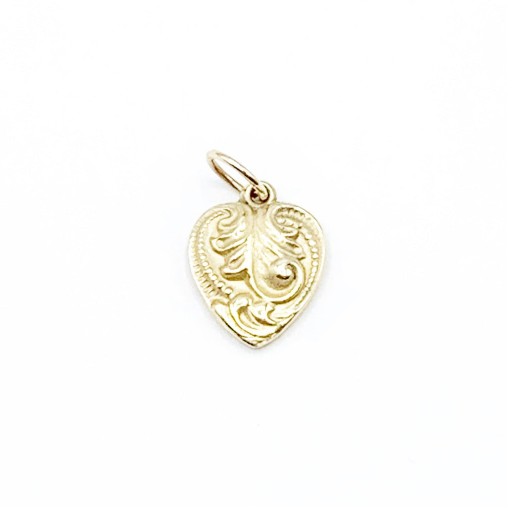 Engraved Golden Heart Inspired by Victorian Times