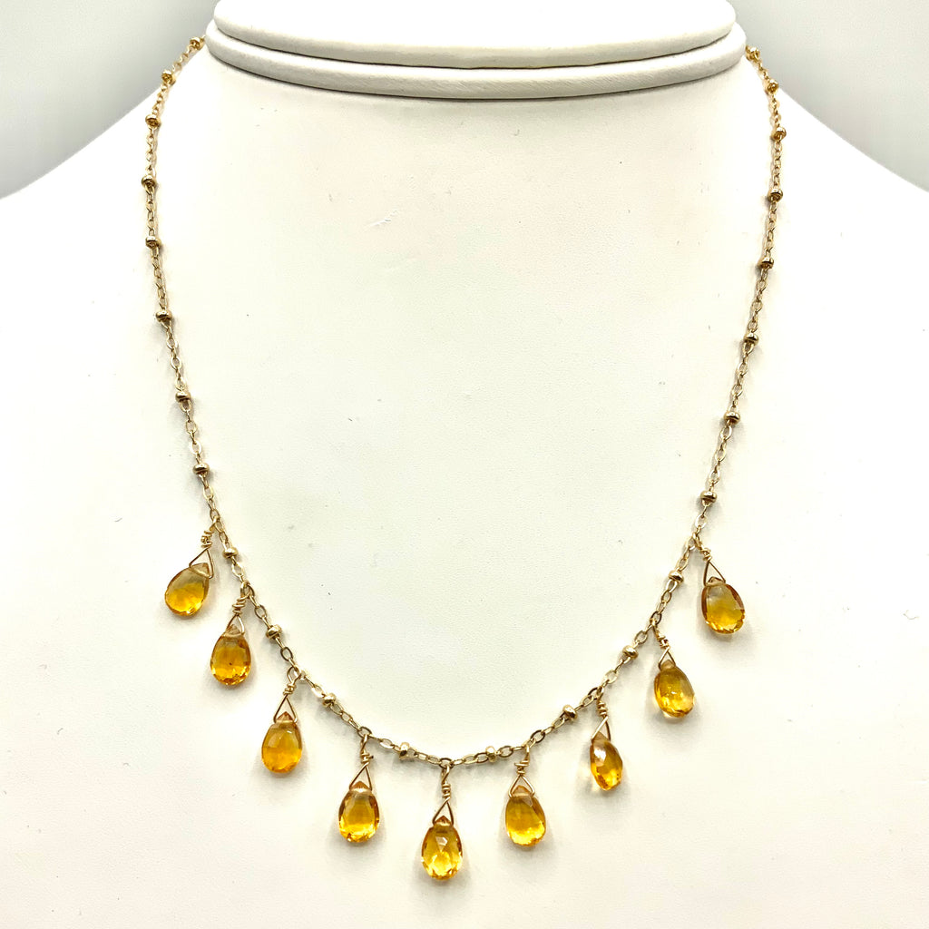 Citrine Drops on Gold Filled Chain