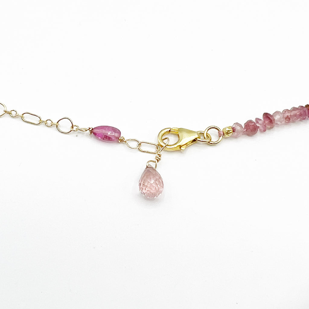 Dusty Rose Tourmaline beads with Gold