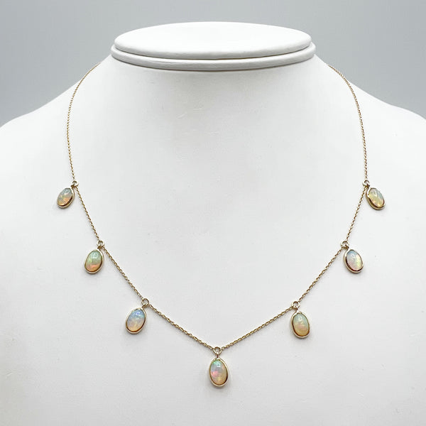 Ethiopian Opal Drops 18 Karat Yellow Gold Necklace