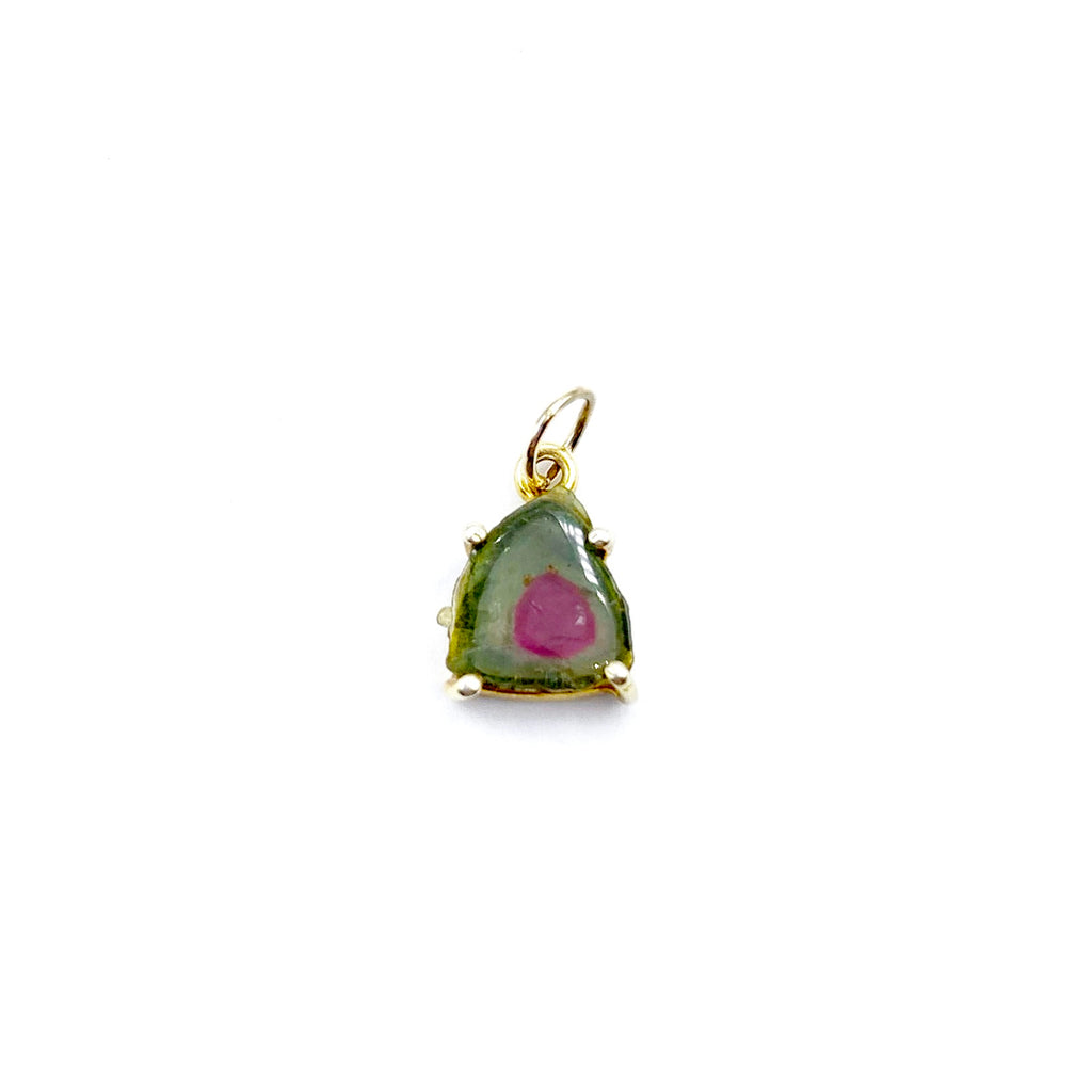 Yellow Gold Plated Triangle Shaped Tourmaline Drop Pendant
