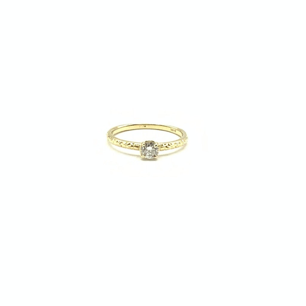 Intricate Engraved Band with a Solitaire Diamond