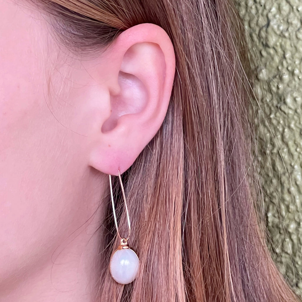 White Pearl Drops Wrapped in Gold Earrings