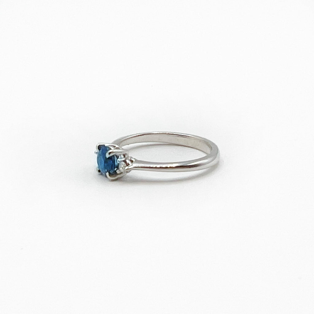 Blue Sapphire with Diamonds set in Icy White Gold