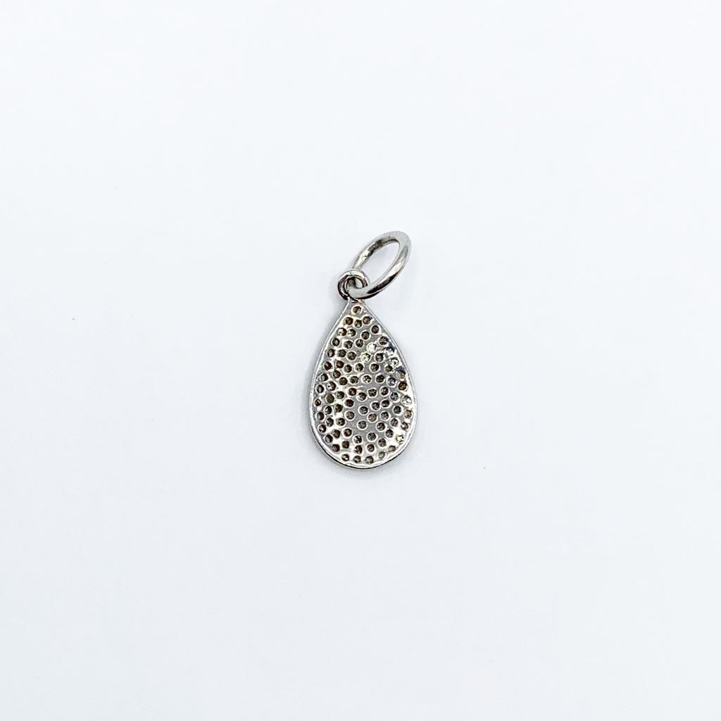 White Sterling Silver Diamond Drop Pendant