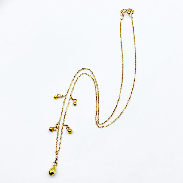 18 Karat Yellow Gold Drops on 14 Karat Yellow Gold Chain Necklace