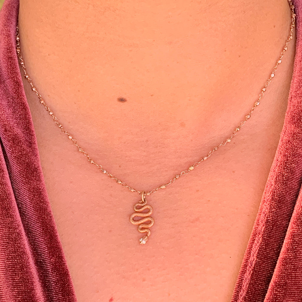 Rosé Drop Snake Pendant