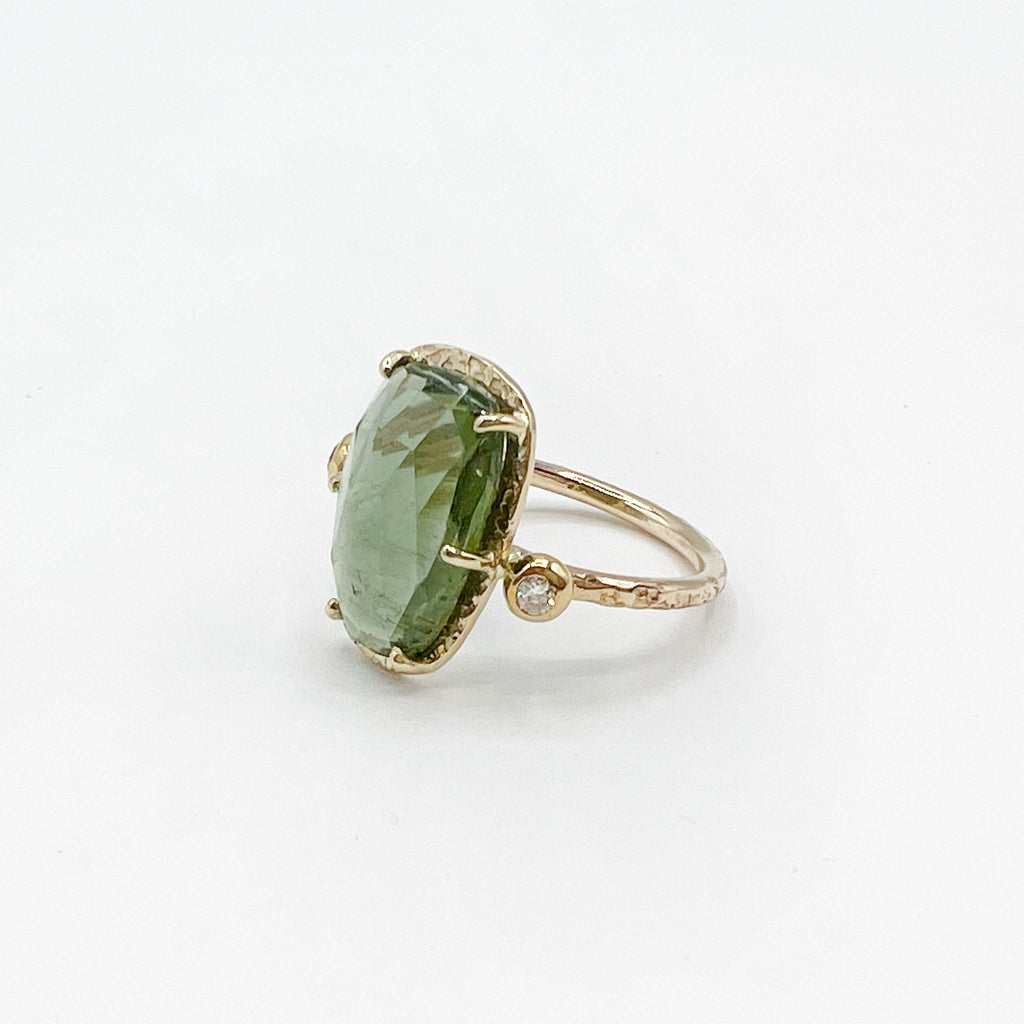Sea Green Tourmaline Captured in Gold