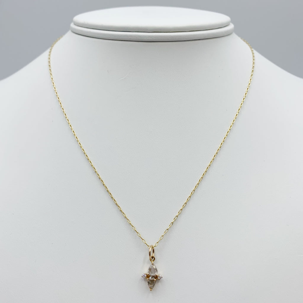 Pear Shaped and Round Diamond Greek Cross Pendant