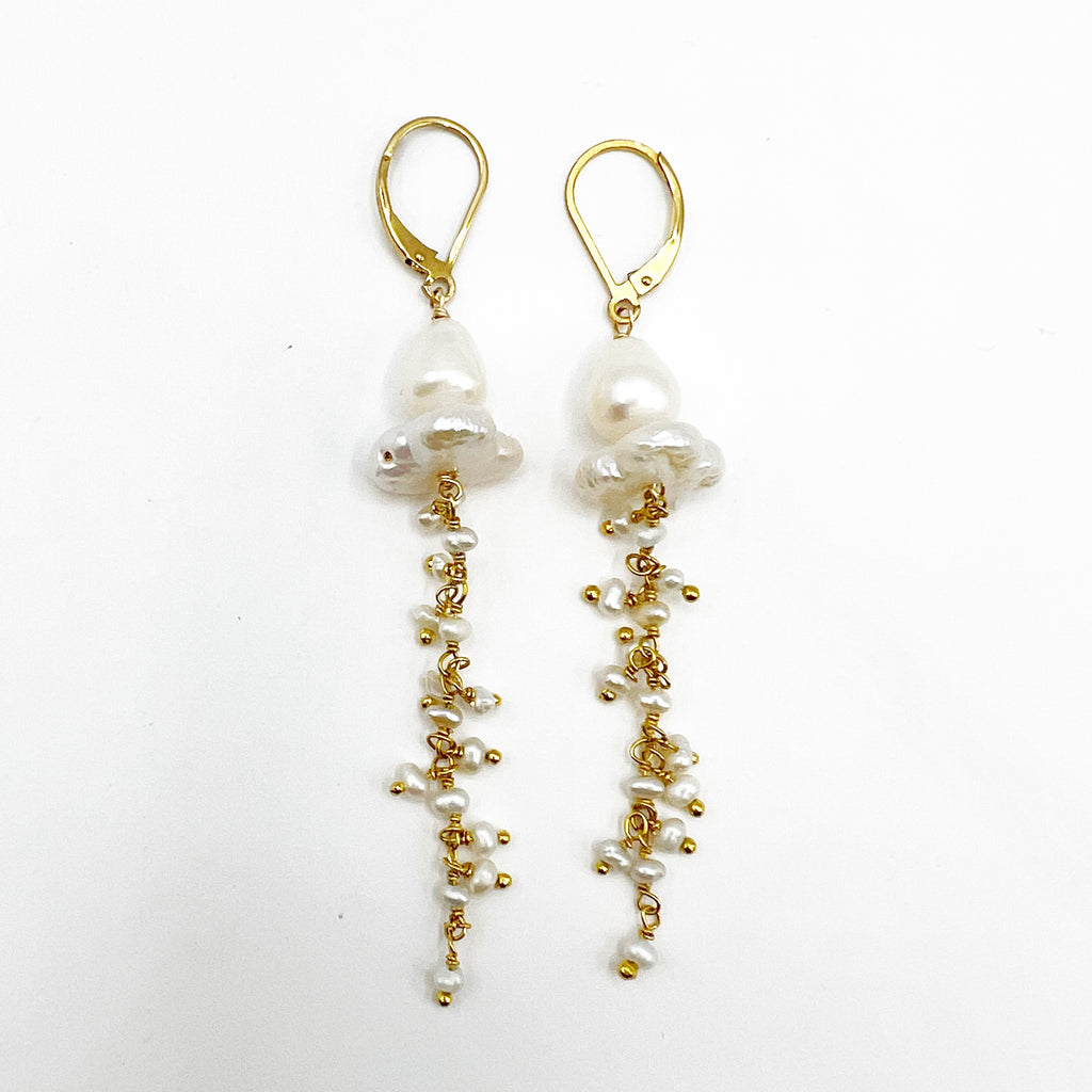 Pearl Squid Tassel Earrings