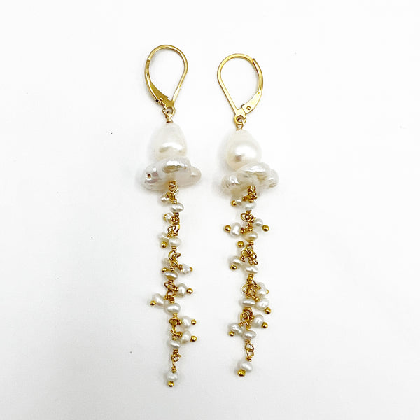 Pearl Squid Tassel Earrings