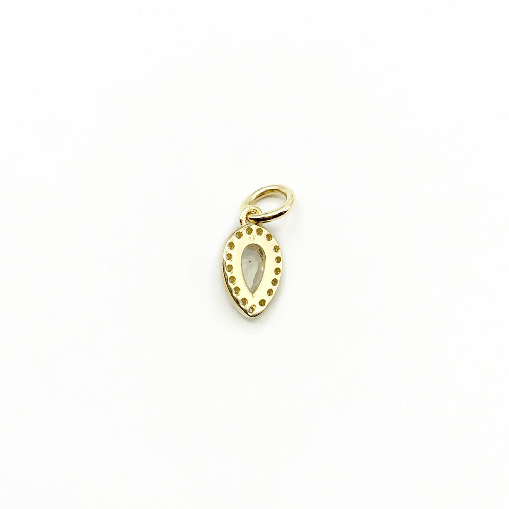 Soft White Teardrop Moonstone Surrounded by Diamonds