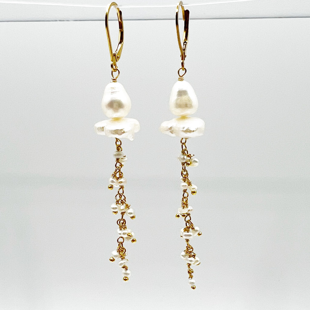 Pearl Squid Tassel Earrings