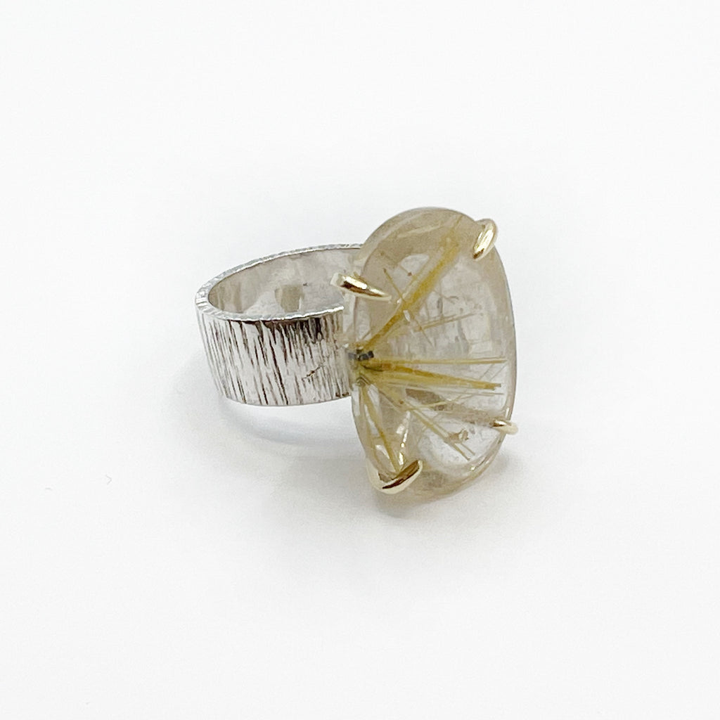 Rutilated Quartz and Sterling Silver Ring