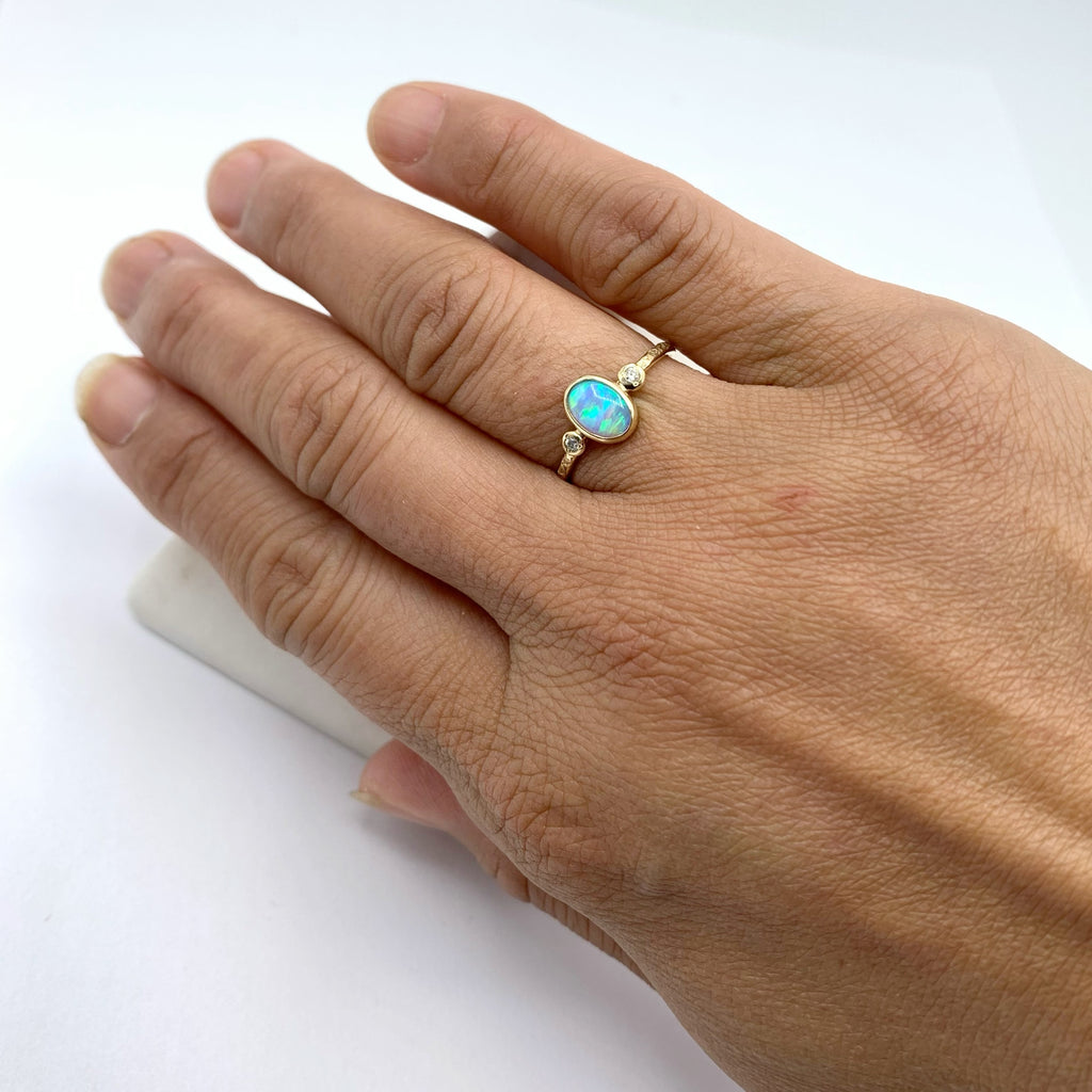 Australian Opal with Diamonds Either SIde