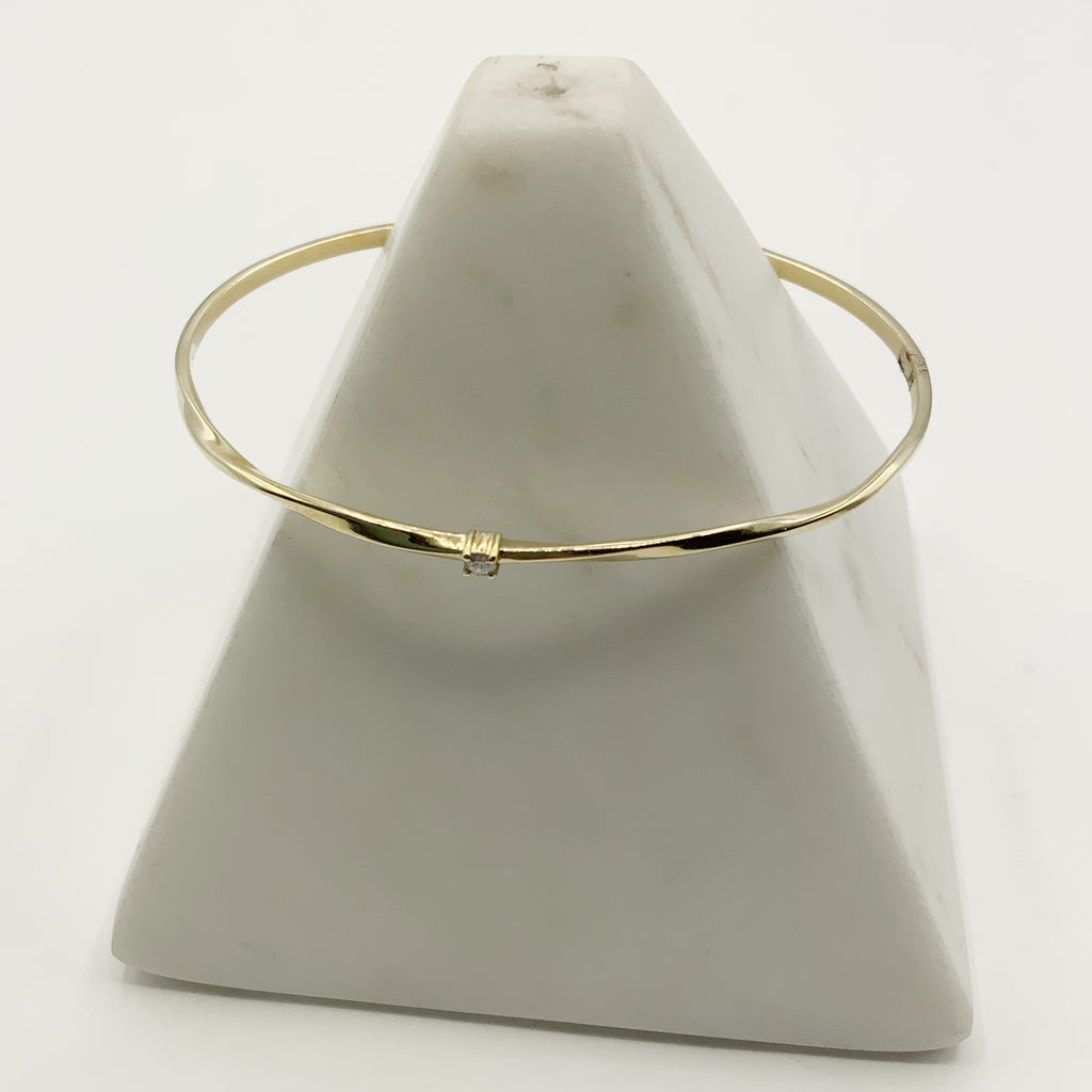 Diamond Bangle Bracelet With Hammered Texture