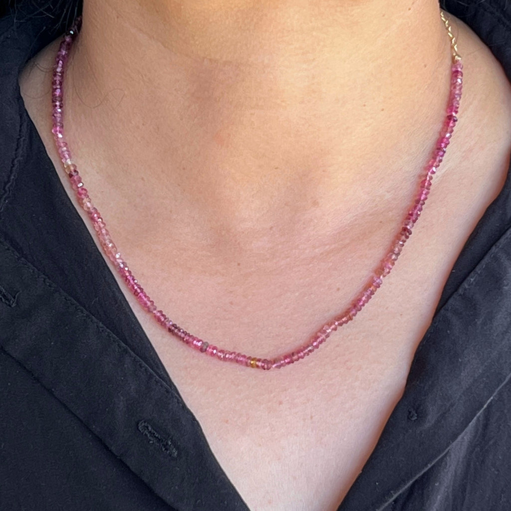 Dusty Rose Tourmaline beads with Gold