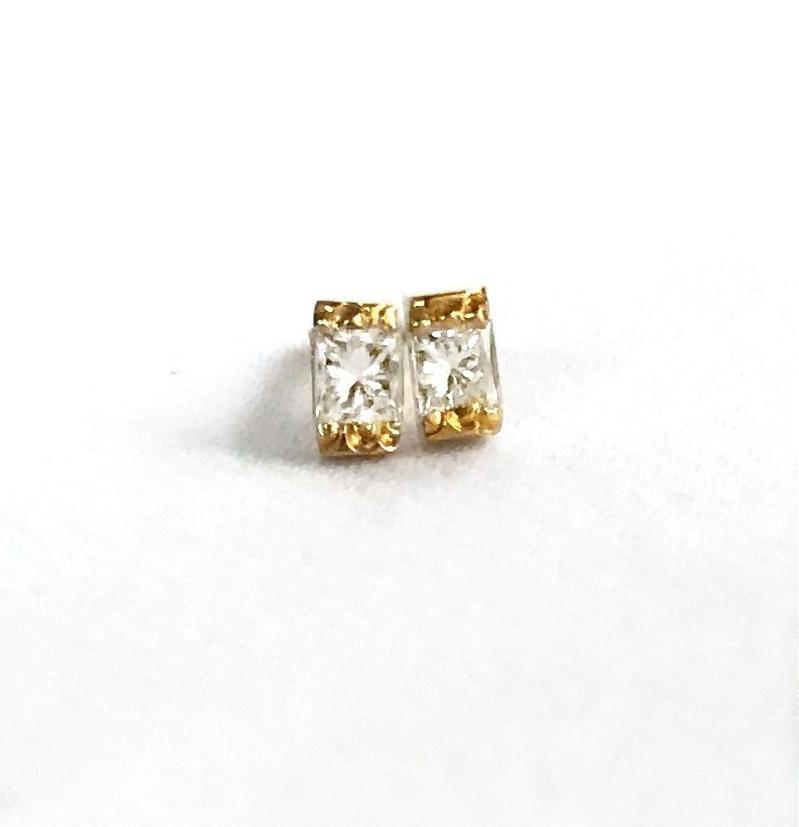 Diamond Baguette Stud Earrings in 14K Yellow Gold