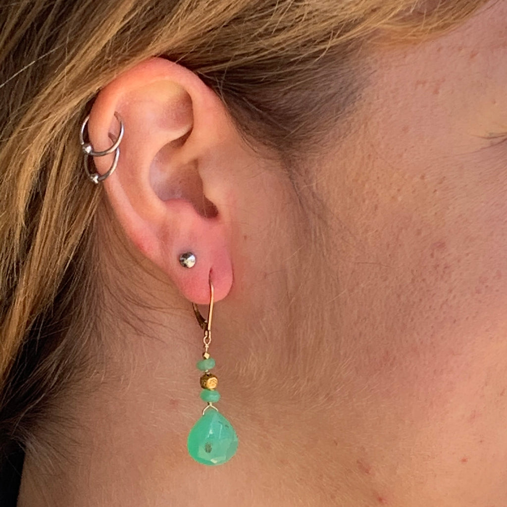 Chrysoprase with 14 Karat Yellow Gold Filled Drop Earrings