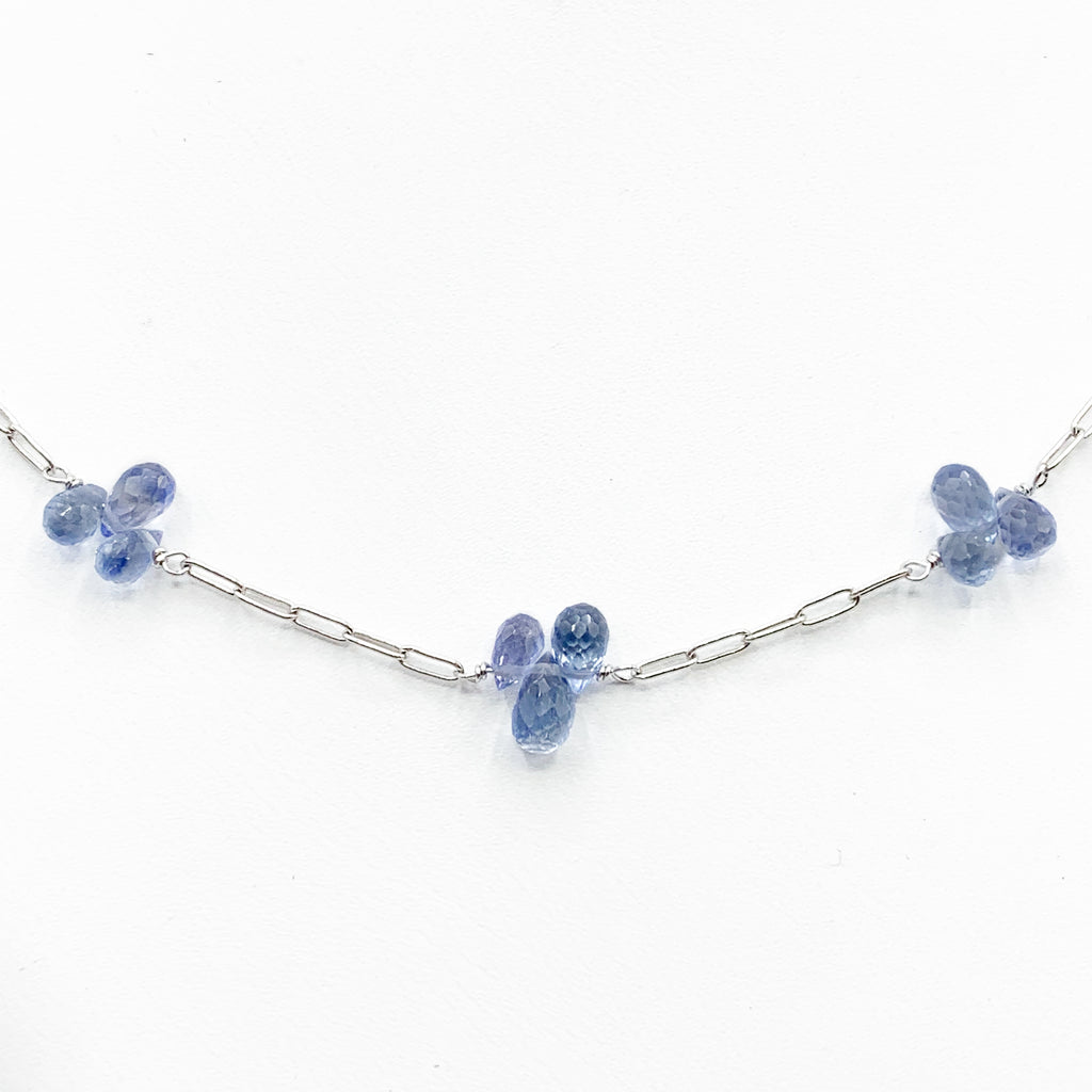 Sapphire Flowers on White Gold