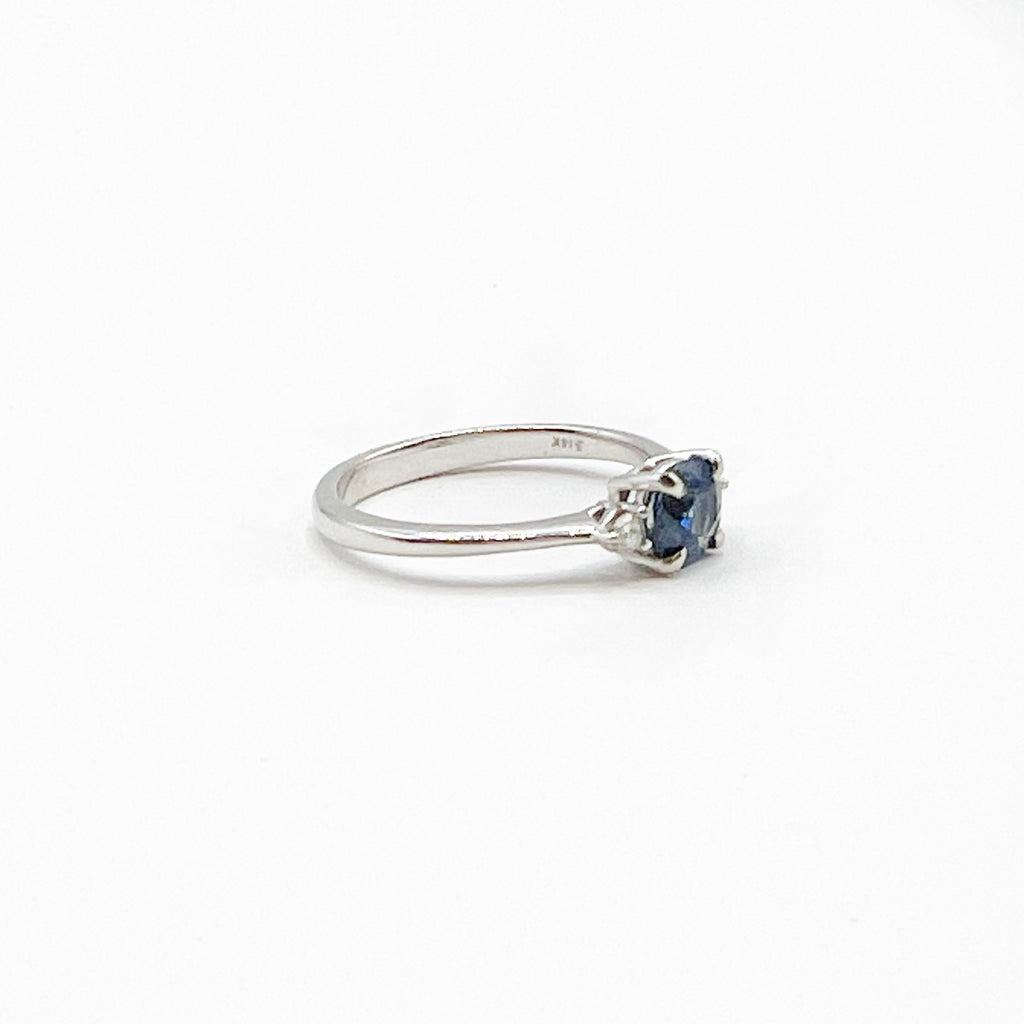 Blue Sapphire with Diamonds set in Icy White Gold