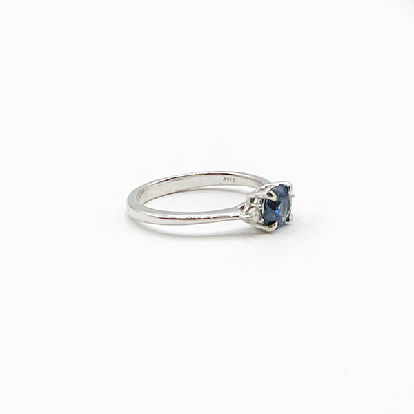 Blue Sapphire with Diamonds set in Icy White Gold