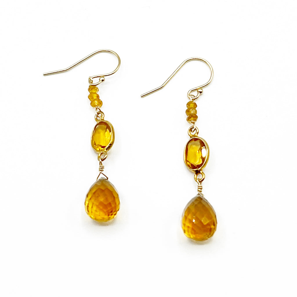 Honey Colored Topaz Drop Earrings