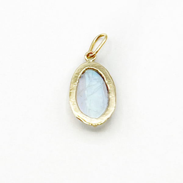 Moonstone Oval Rose Cut with 14 Karat Yellow Gold Pendant