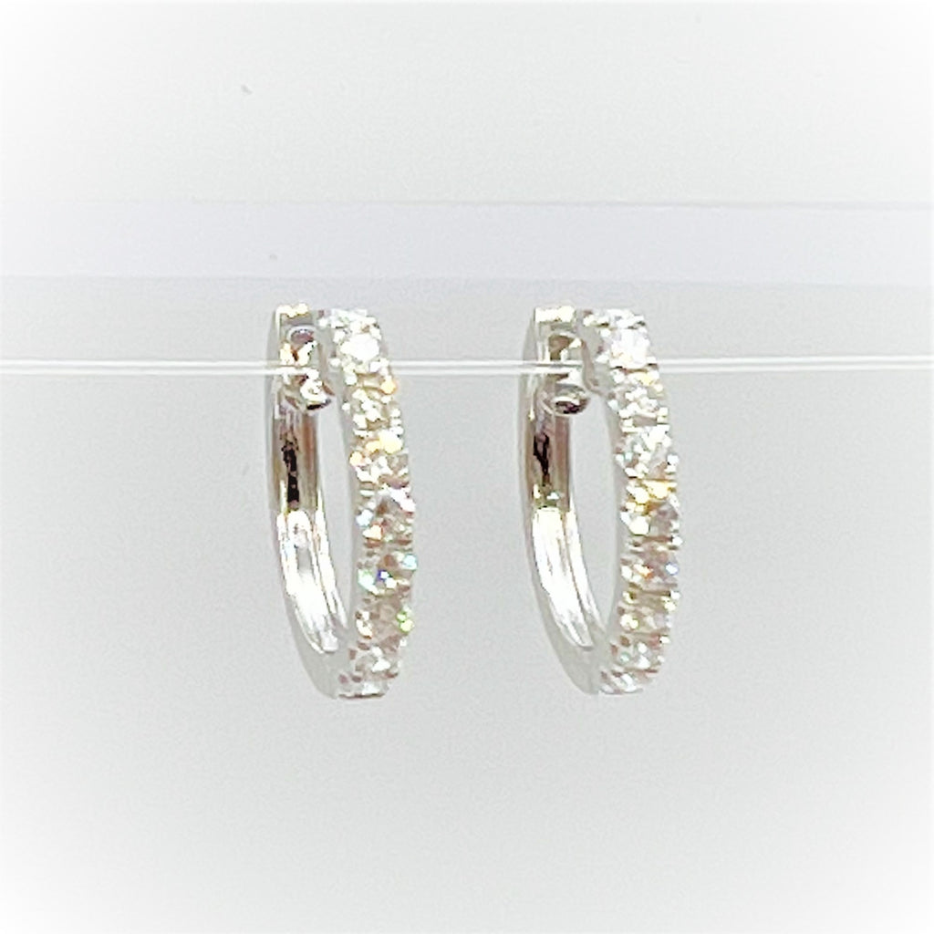 Classic Diamond Teeny Hoops in White Gold