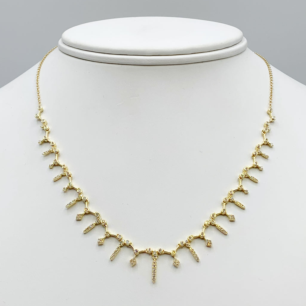 Diamond and Gold Icicle Necklace
