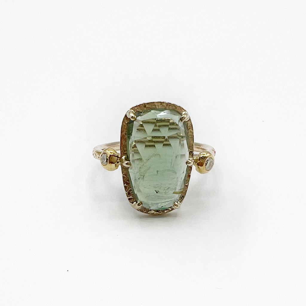 Sea Green Tourmaline Captured in Gold