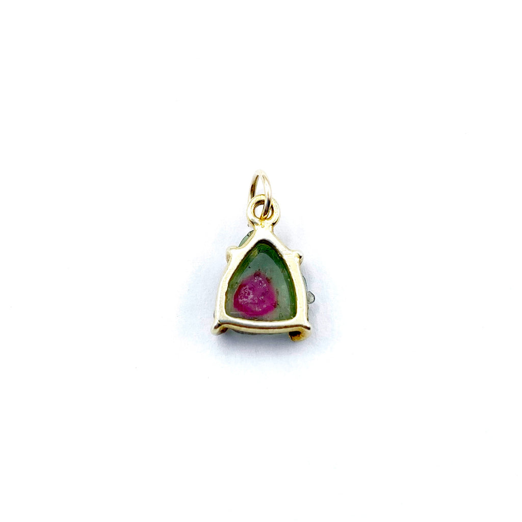 Yellow Gold Plated Triangle Shaped Tourmaline Drop Pendant