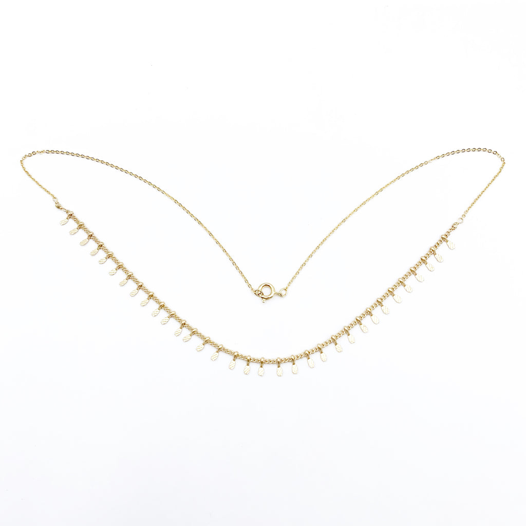 Gold Filled Chain with Gold Textured Drops Necklace