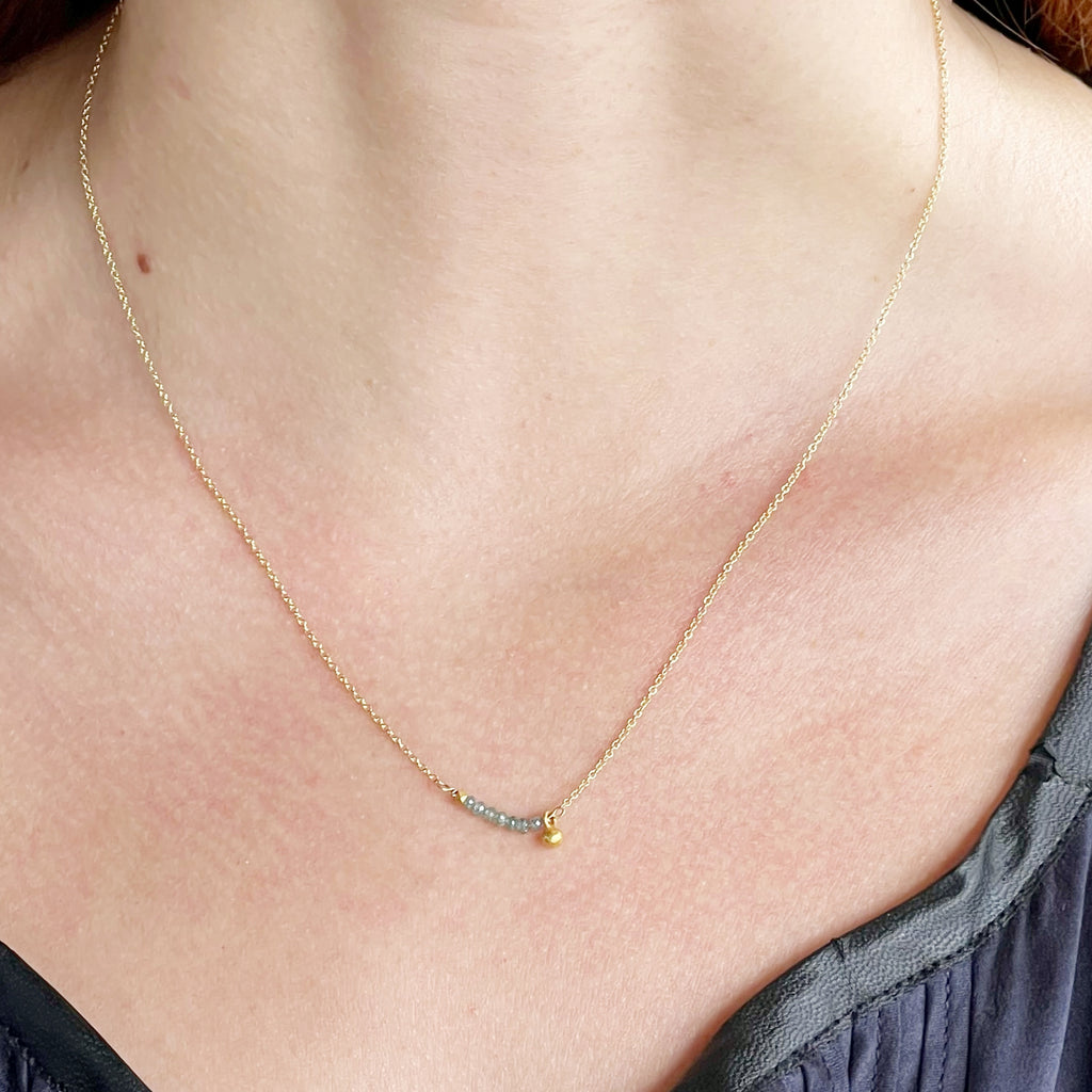 Blue Diamond Bar Necklace