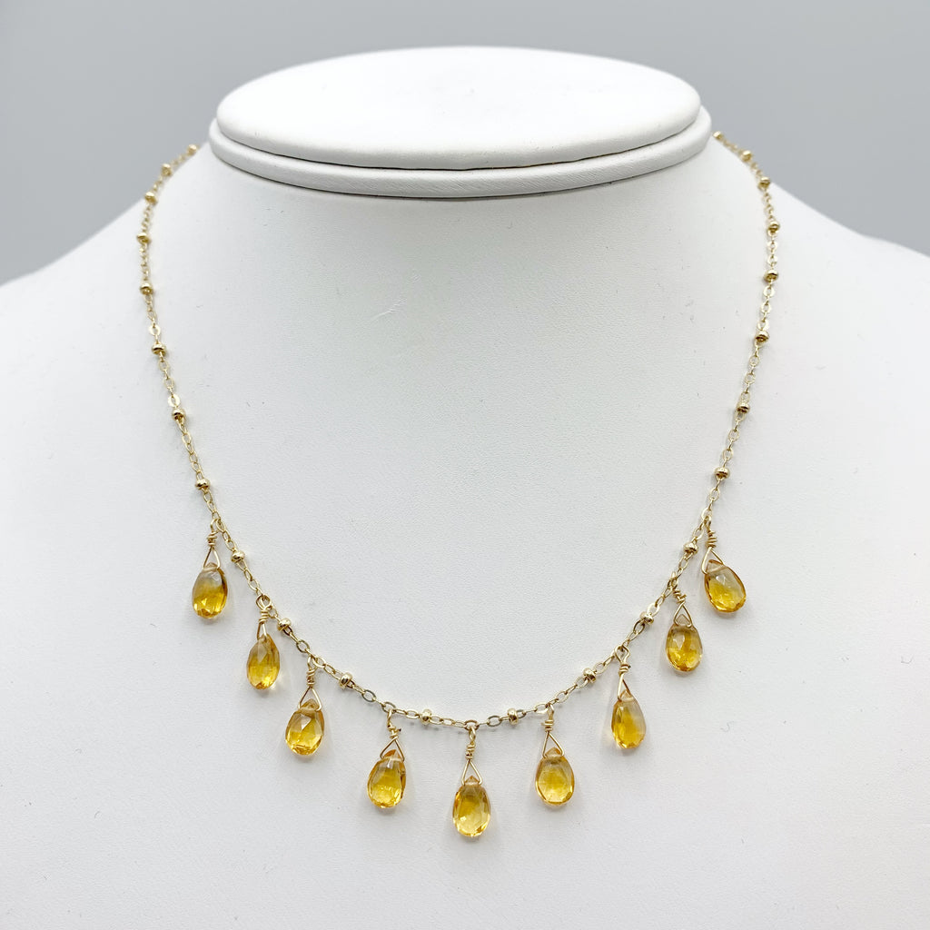 Citrine Drops on Gold Filled Chain