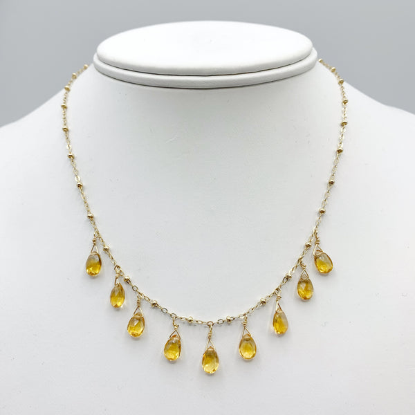 Citrine Drops on Gold Filled Chain