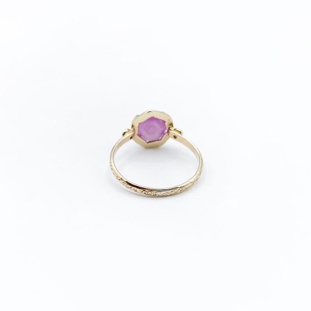 Soft Ruby Delicately Set in Gold