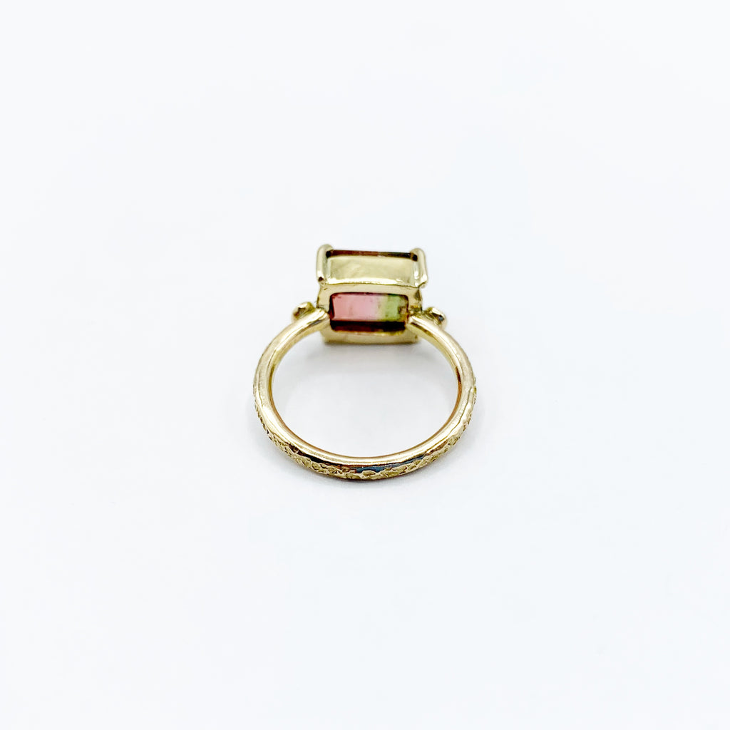 Rainbow of Tourmaline with Diamonds Ring