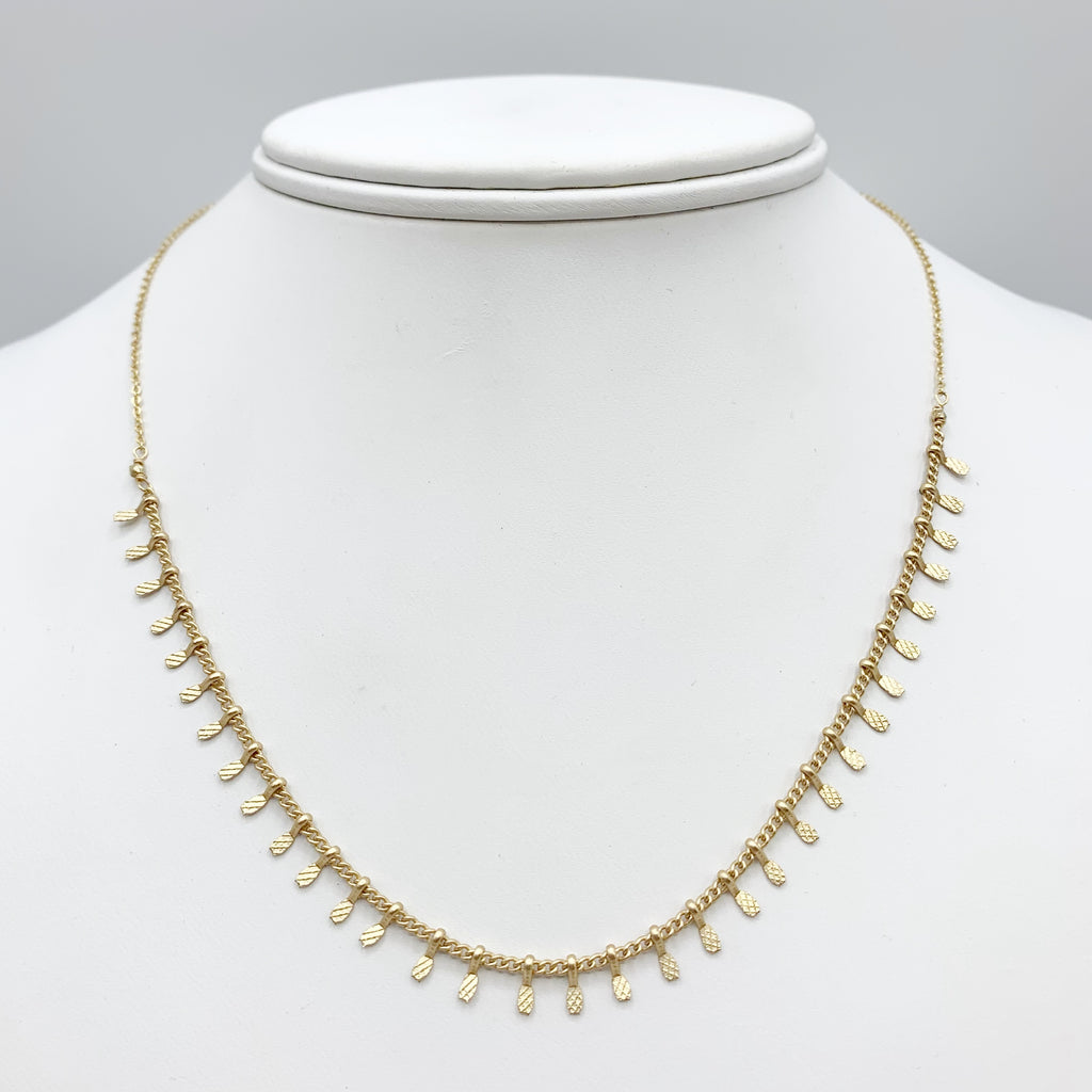 Gold Filled Chain with Gold Textured Drops Necklace