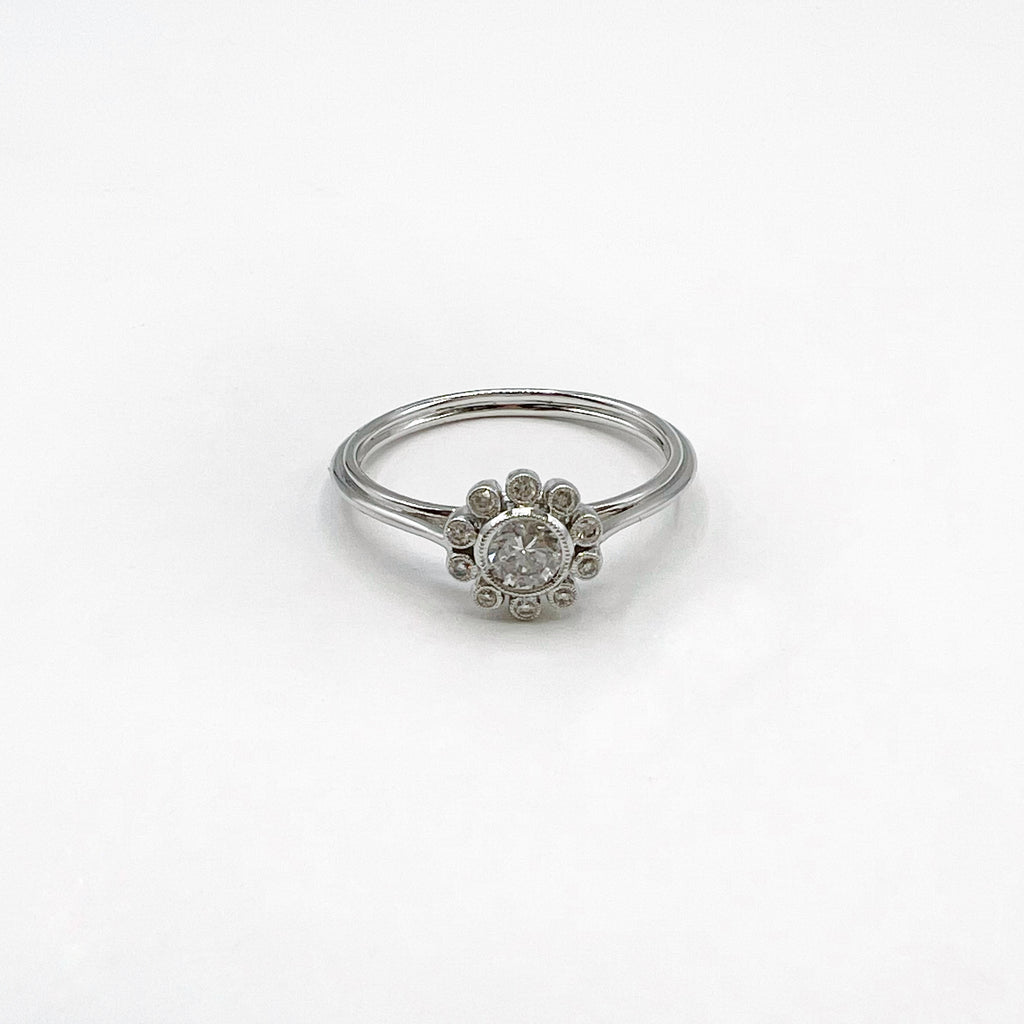 White Diamond Flower Ring