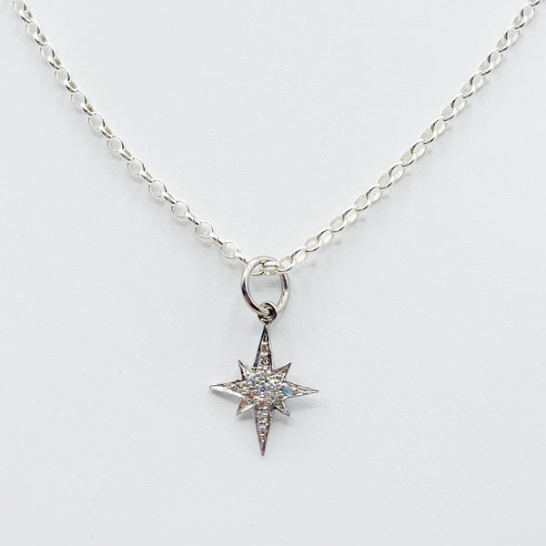 Sterling Silver Star Pendant with Diamonds
