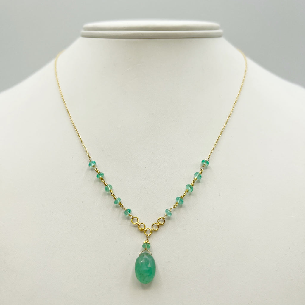 Bright and Polished Gold Emerald Necklace