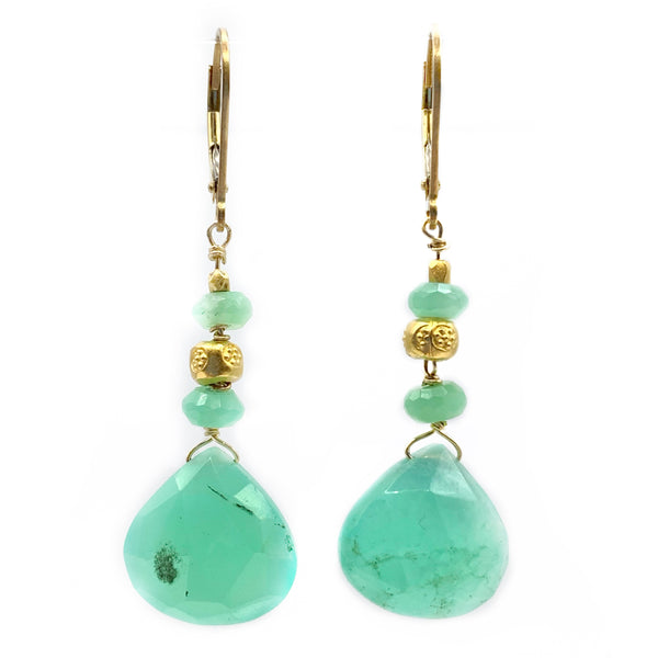 Chrysoprase with 14 Karat Yellow Gold Filled Drop Earrings