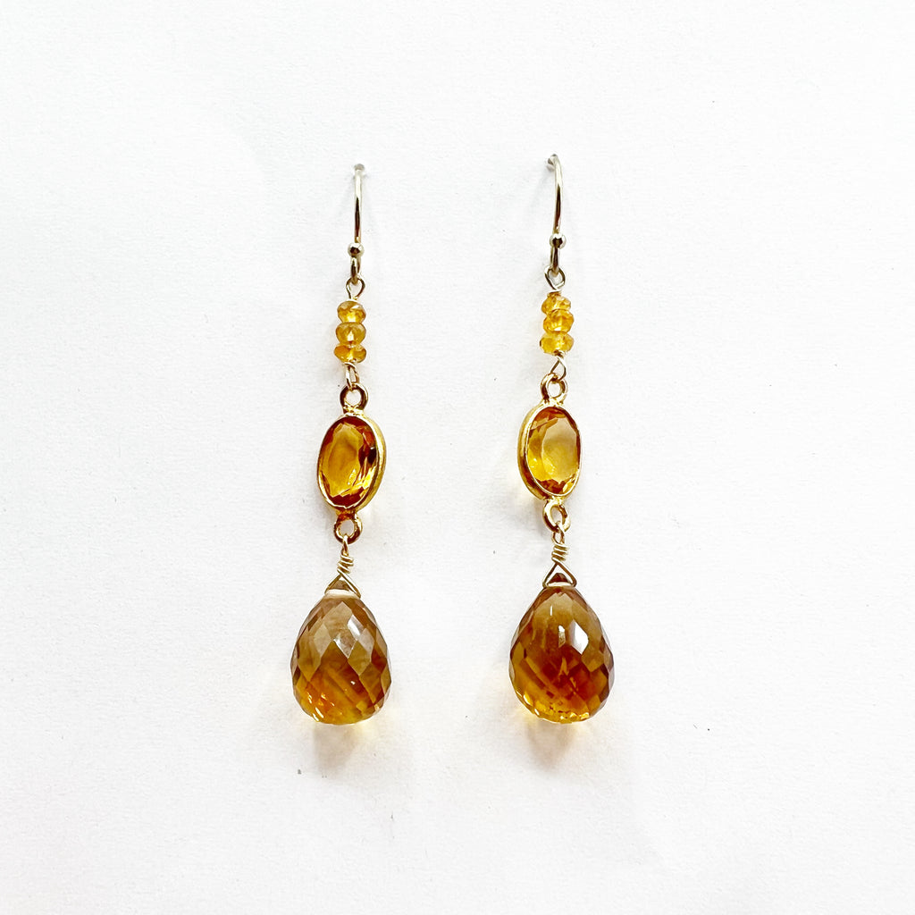 Honey Colored Topaz Drop Earrings