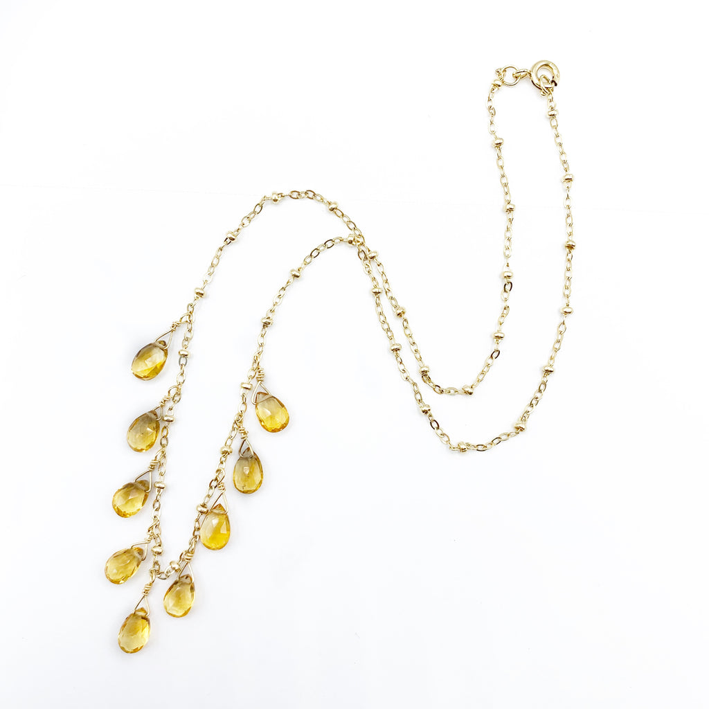 Citrine Drops on Gold Filled Chain