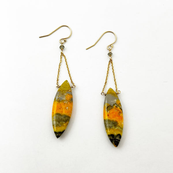 Bumblebee Agate Pendulum Chain Earrings