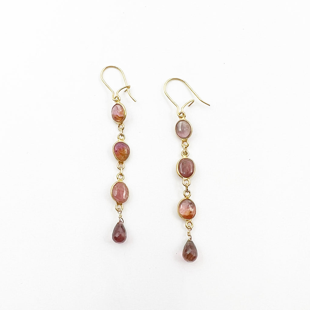 Pink Tourmaline 'Shoulder Duster' Drop Earrings
