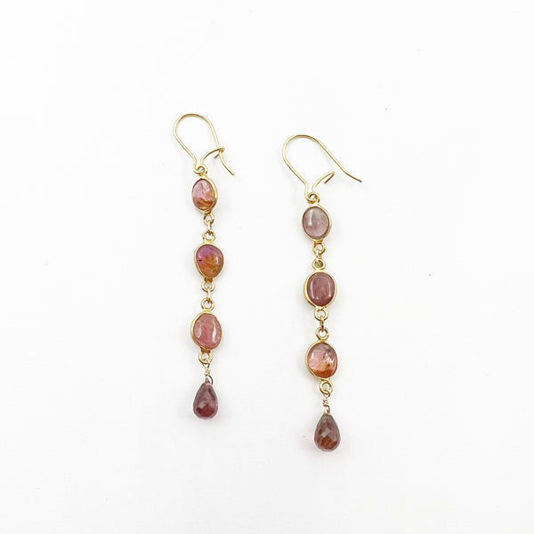 Pink Tourmaline 'Shoulder Duster' Drop Earrings