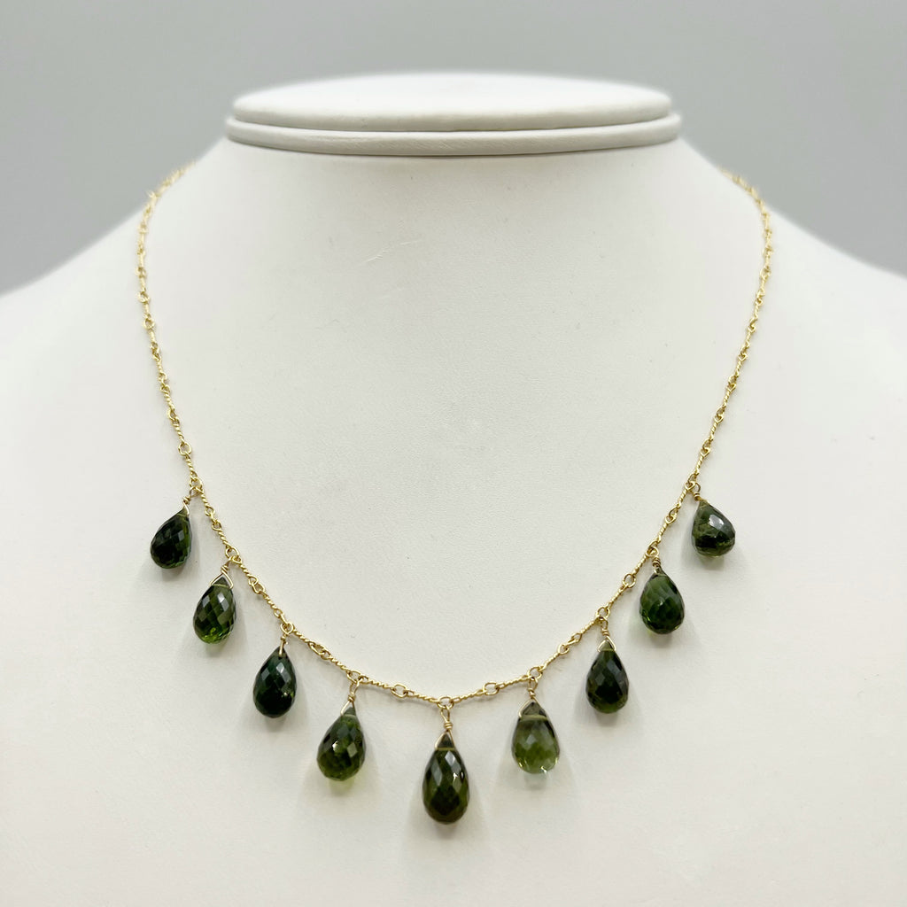 Forest Green Tourmalines on a Golden Chain