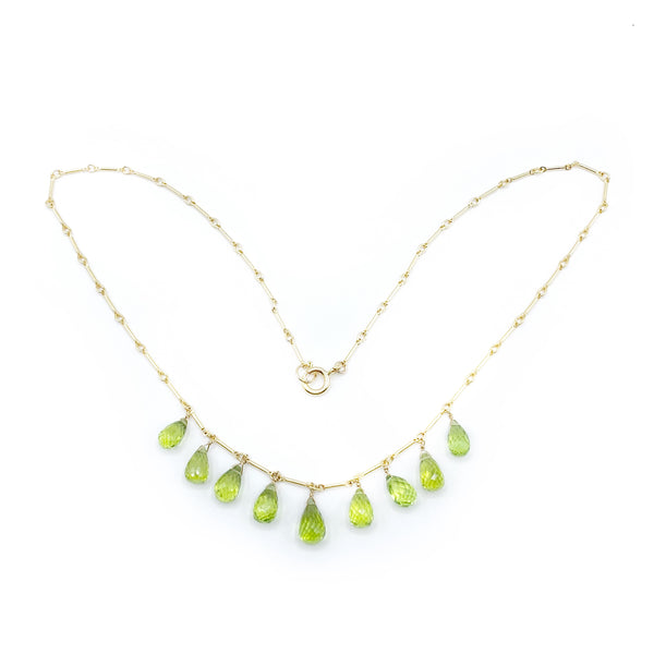 Yellow Gold Filled Peridot Drop Necklace